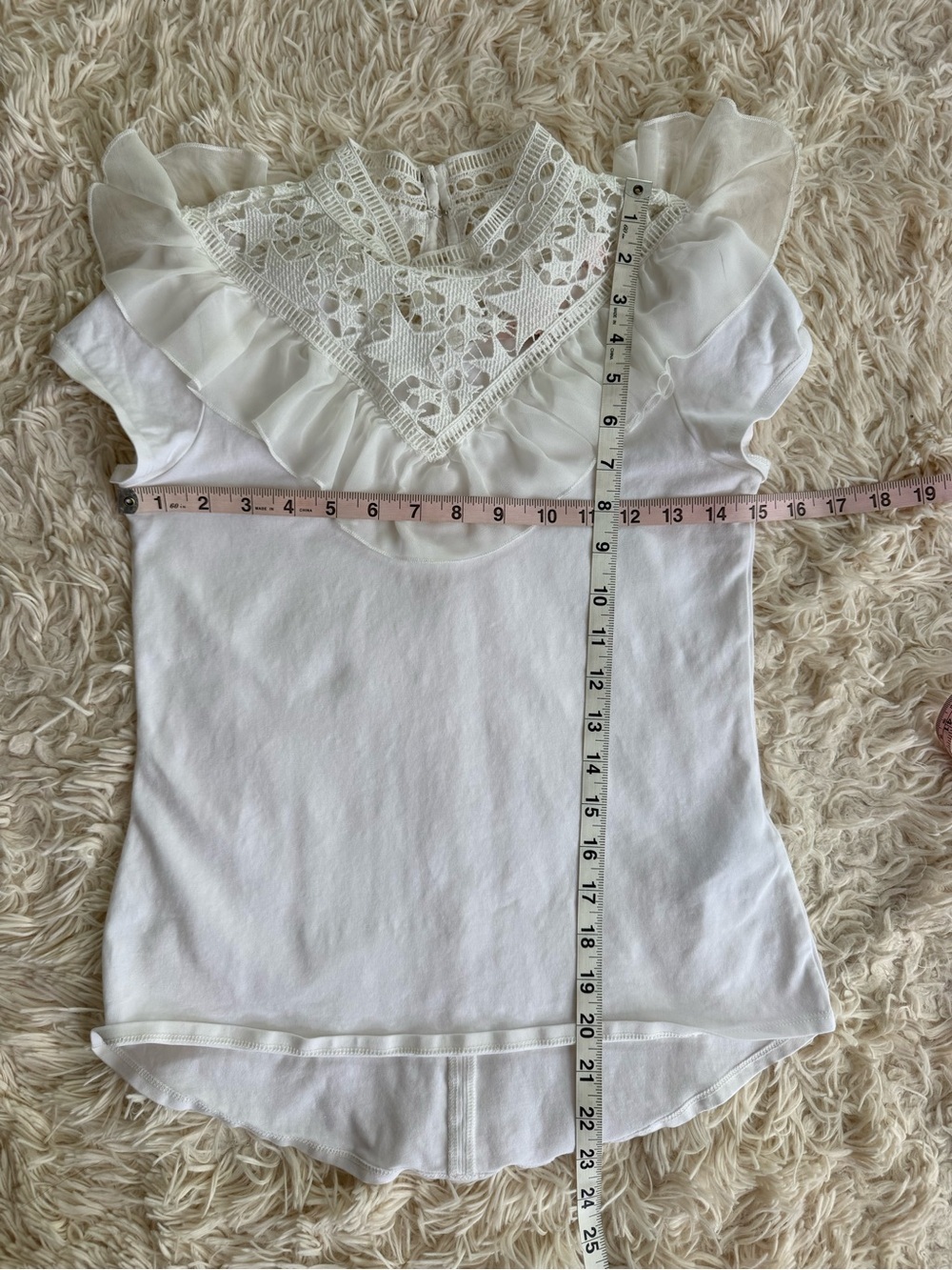 Ted Baker London White Lace Ruffle High Neck Top Blouse Size 0 XS - Picture 6 of 9
